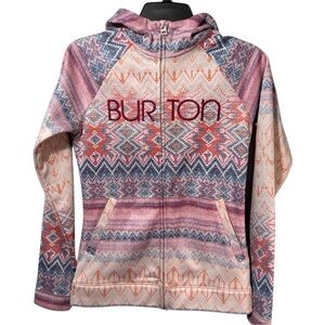 Burton Sweatshirt Multicolor Zip Front Hooded Fleece Lined‎ Snowboard Sz XS EUC